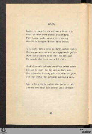 XXXIV: Warum versprachst du solchen schönen tag