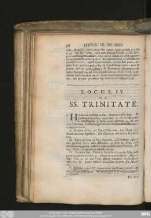 Locus. IV. De SS. Trinitate.