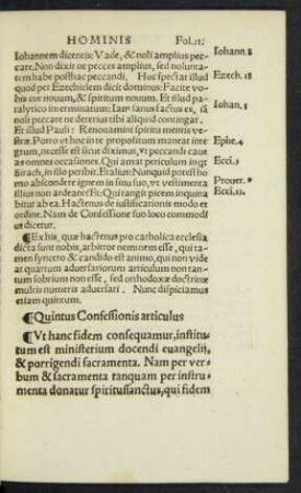 Quintus Confessionis articulus