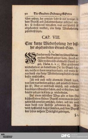 Cap. VIII. Eine kurtze Wiederholung der bißher abgehandelten Grund-Sätze.