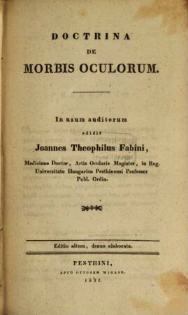 Doctrina de morbis oculorum