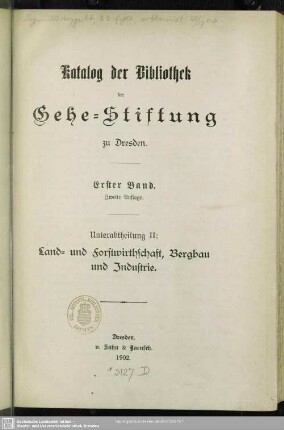1,2: Land- und Forstwirthschaft, Bergbau und Industrie