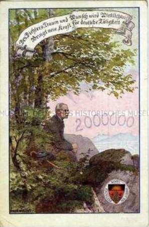 Postkarte des Deutschen Schulvereins mit Porträt von Peter Rosegger, Nr.105