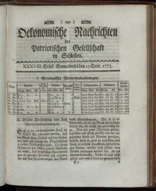 XXXVIII. Stück. Sonnabends den 25 September. 1773.
