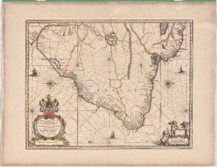 Brasilia : Generis nobilitate, armorum et litterarum Scientia prestantmo. Heroi Christoph. Ab Artischav Arciszewski. nuper in Brasilia per triennium Tribuno militum Prudentiß. Fortiß. Feliciß. tabulam hanc prono cultu D. D. D. Johannes Blaeu
