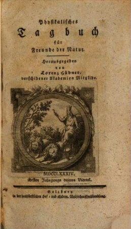 Physikalisches Tagbuch für Freunde der Natur. 1, 3/4. 1784