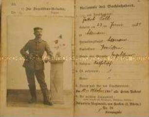 Militärpass und Führungszeugnis für Jakob Poll, mit Fotografie in Uniform; Festung Ehrenbreitstein, 21. Sept. 1907