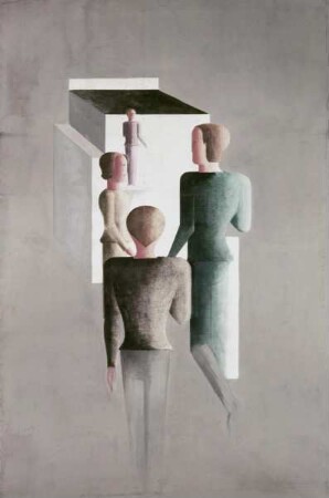 Vier Figuren und Kubus