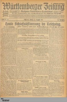 Württemberger Zeitung : das nationalsozialistische Morgenblatt in Stuttgart : WLZ, Württembergische Landeszeitung