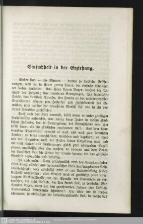 Einfachheit in der Erziehung