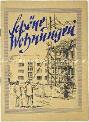 Flugschrift der Nationalen Front zur Volkskammerwahl am 16. November 1958 mit dem Porträt einer Wohnungsbau-Brigade aus Schwerin