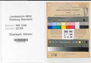 Entnazifizierung Wilhelm Etzenbach , geb. 29.05.1897 (Bahnsekretaer)