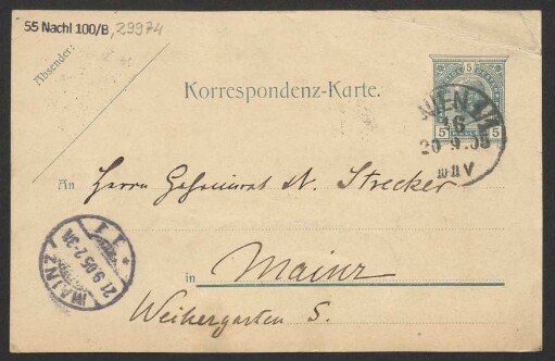 Brief an Ludwig Strecker <senior> und B. Schott's Söhne : 19.09.1905
