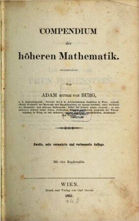 Compendium der höheren Mathematik