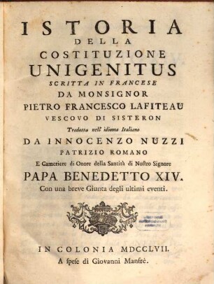 Istoria Della Costituzione Unigenitus