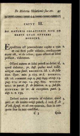 Caput III. De Materia Oblationis Sive De Rebus Quae Offerri Possunt.