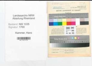 Entnazifizierung Hans Kammer , geb. 22.08.1905 (Steiger)