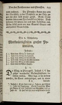 Die 2. Abtheilung. Merkwürdigkeiten großer Potentaten.