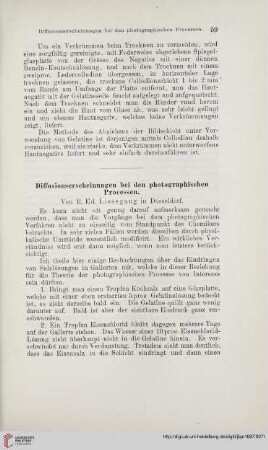 Diffusionserscheinungen bei den photographischen Processen