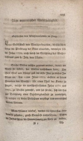 Züge maurerischer Wohlthätigkeit
