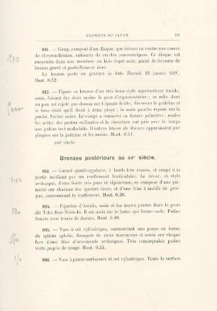 Bronzes postérieurs au XVe siècle