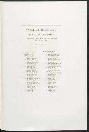 Table alphabétique des noms des roses décrites ou citées dans les trois volumes de cet ouvrage.
