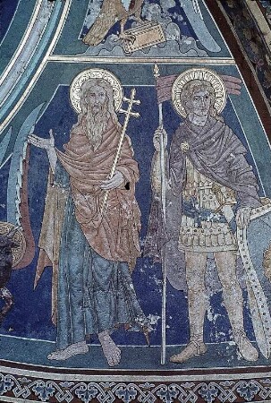 Christus in der Mandorla, umgeben von den Evangelistensymbolen, von Maria, Johannes dem Täufer und den Heiligen Augustinus und Patroklus