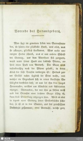 Vorrede des Herausgebers