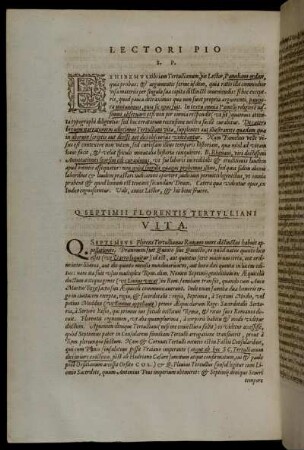 Q. Septimii Florentis Tertulliani Vita.