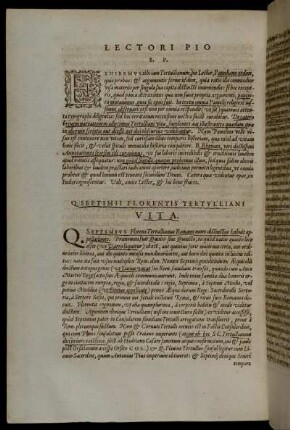 Q. Septimii Florentis Tertulliani Vita.