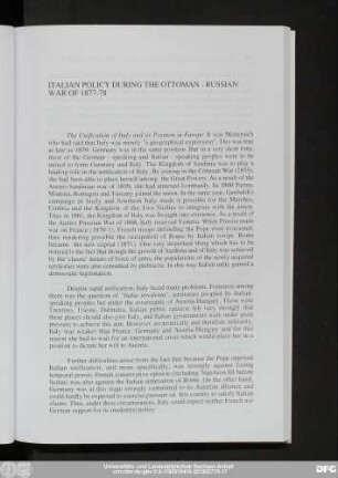 Italian Policy During The Ottoman-Russian War Of 1877-78