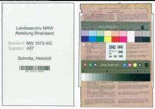 Entnazifizierung Heinrich Schmitz , geb. 23.05.1879 (Gastwirt)
