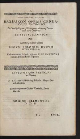 [iV.] De Familiis Regum ... Stirps Jagellonica: ...