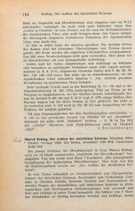 114-115 [Rezension] Reding, Marcel, Der Aufbau der christlichen Existenz
