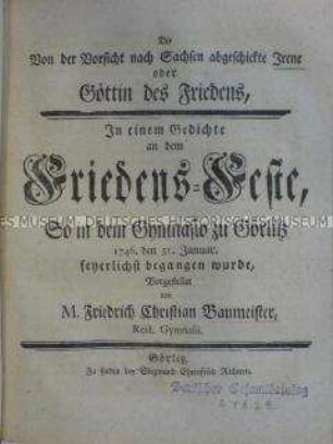 Friedensspiel aus Anlass des Endes des Zweiten Schlesischen Krieges