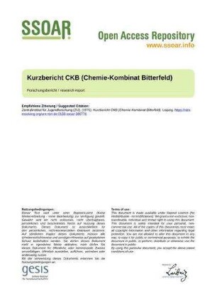 Kurzbericht CKB (Chemie-Kombinat Bitterfeld)