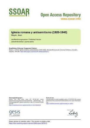 Iglesia romana y antisemitismo (1920-1940)