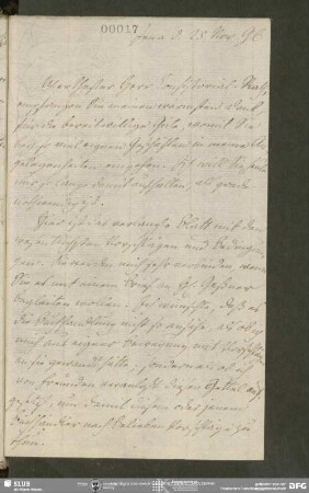 Eigenh. Brief von August Wilhelm von Schlegel an Carl August Böttiger, Jena, 25.11.1796