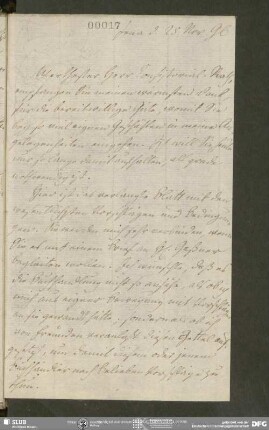 Eigenh. Brief von August Wilhelm von Schlegel an Carl August Böttiger, Jena, 25.11.1796