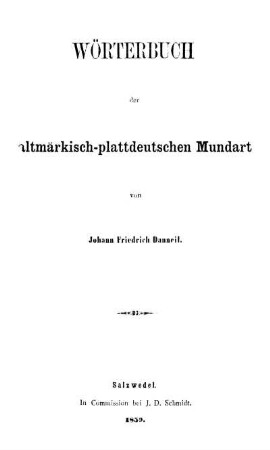 Wörterbuch der altmärkisch-plattdeutschen Mundart