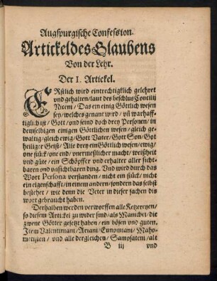 Artickel des Glaubens Von der Lehr.