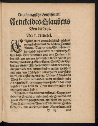 Artickel des Glaubens Von der Lehr.