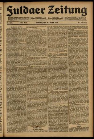 Erste Ausgabe vom Samstag, den 30. August 1913.