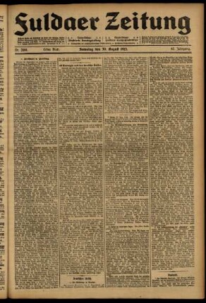 Erste Ausgabe vom Samstag, den 30. August 1913.