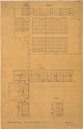 Fischer, Theodor; Stuttgart; Erlöserkirche - Bestuhlung (Grundriss EG, Grundriss 1. Empore, Grundriss 2. Empore)