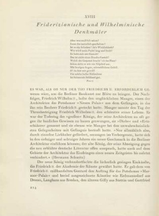 XVIII. Friderizianische und Wilhelminische Denkmäler