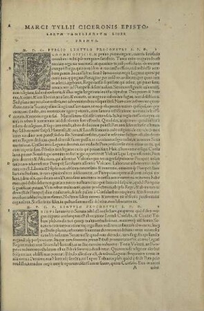 Marci Tvllii Ciceronis Epistolarvm Familiarivm Liber Primvs.
