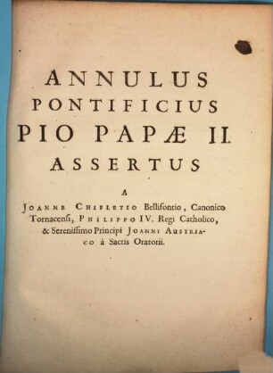 Annulus pontificius Pio II. asservatus