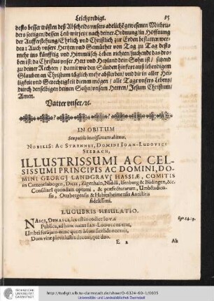 IN OBITUM seu potius beatissumum abitum, [...]