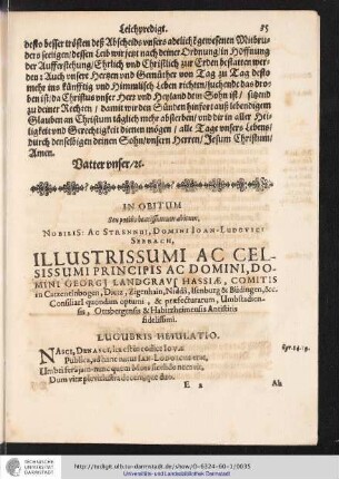 IN OBITUM seu potius beatissumum abitum, [...]